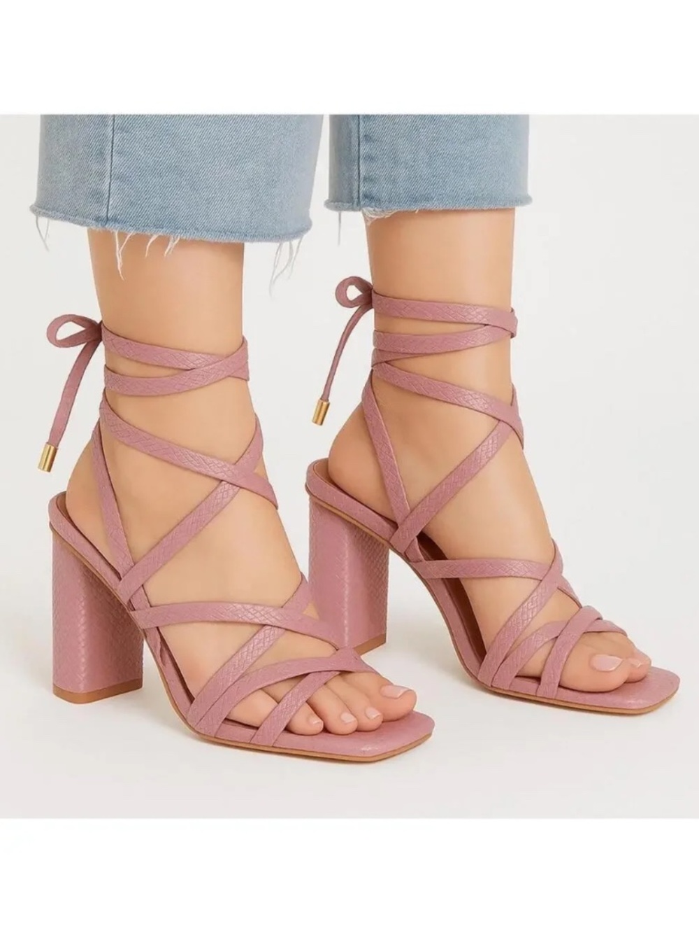Kaanas Eagle Wrap Heels PINK  Women's NWT